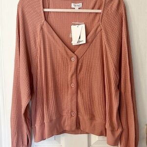 Plus Size Long Sleeve Button Front Waffle Sweater Top-1X
- Rust - New with Tags